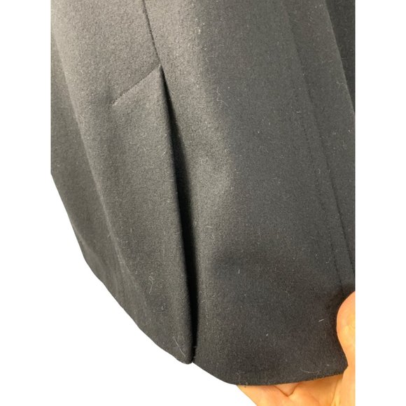 7 for all Mankind Wool Pea coat Black Leather Trim Size Small Button 6629 - Picture 8 of 12